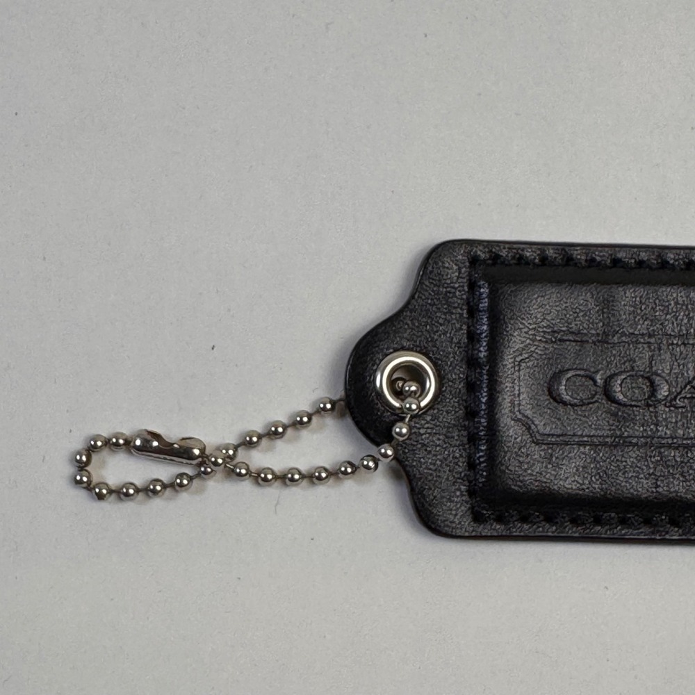 Coach Black Leather Hang Tag 3 x 1.5 Silver Tone Ball Chain - Picture 13 of 16